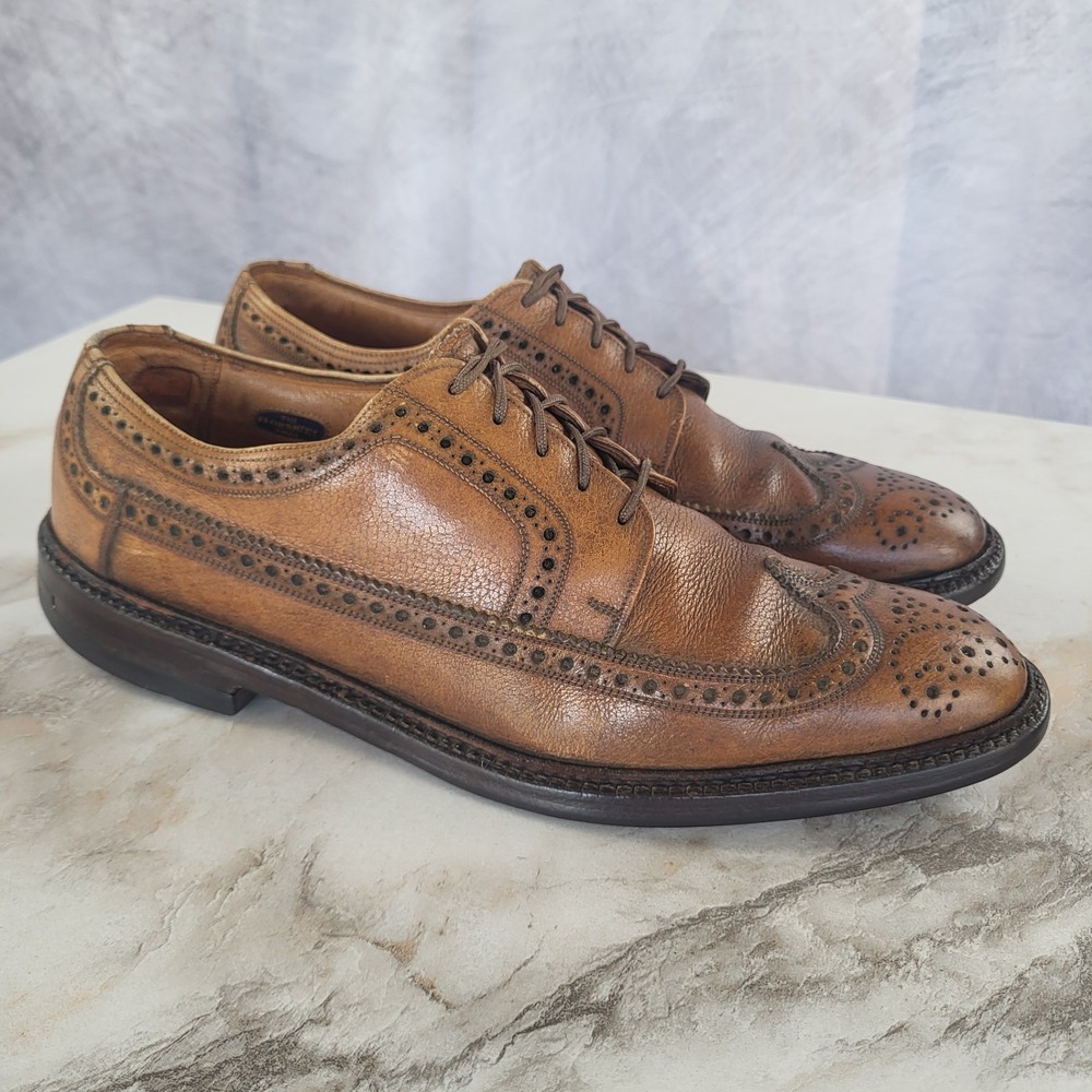 Vintage Florsheim Longwing Men's Size 9 B Wingtip Brogue Oxford Catspaw
